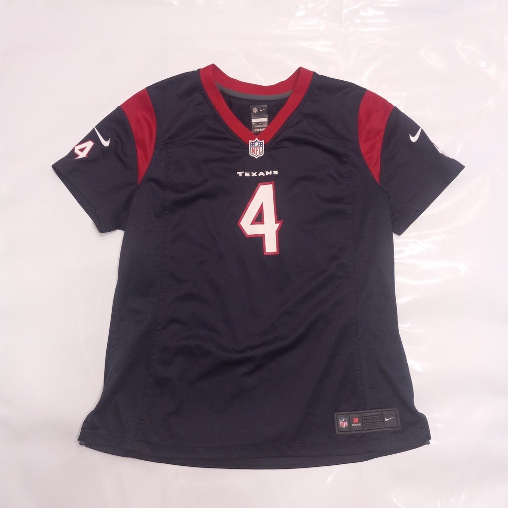 Nike Houston Texans Deshaun Watson 4 NFL Jersey Navy Blue Womens XL On Field
